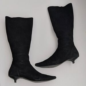 Steve Madden Black Suede Knee-High Sybel Boots (Adult Size 6) w/Kitten-Heel